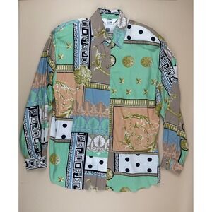 Vintage Maximalist Patchwork Button Down Baroque Print Shirt Size 14‎ ISHYU